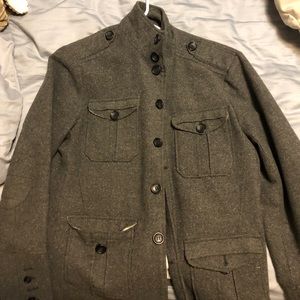 Buckle men’s military wool coat grey size Small